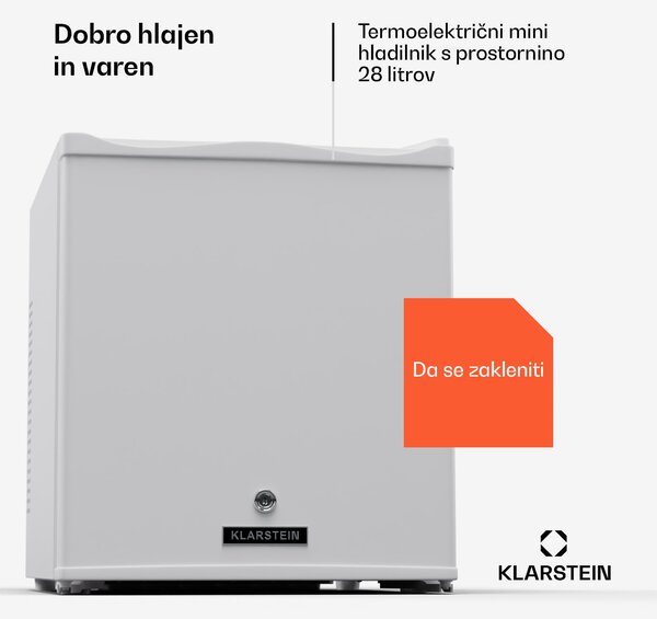 Klarstein Matterhorn 28, mini hladilnik, 28 litrov, 35 dB, kompakten, z možnostjo zaklepanja