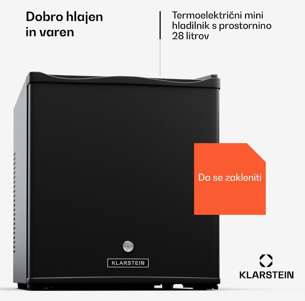 Klarstein Matterhorn 28, mini hladilnik, 28 litrov, 35 dB, kompakten, z možnostjo zaklepanja