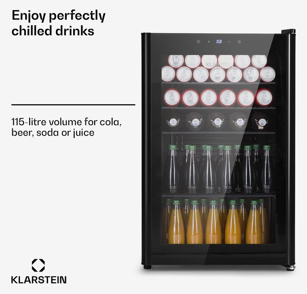 Klarstein Beersafe 115 Hladilnik 115 ltr 4 police Trojna izolirana steklena vrata Na dotik
