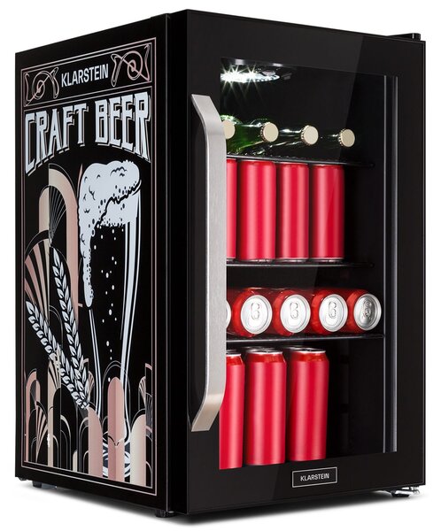 Klarstein Beersafe 70, Birra Edition, hladilnik, 70 litrov, panoramska steklena vrata, nerjaveče jeklo