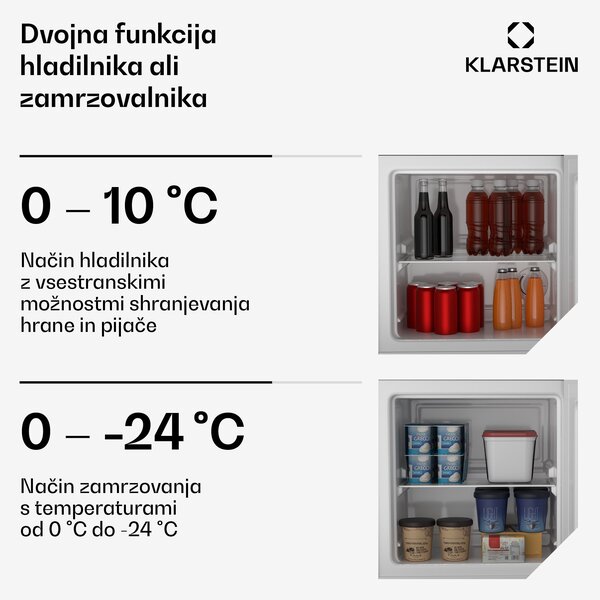 Klarstein Irene Retro hladilnik in zamrzovalnik, 31 litrov, zamrzovalnik in hladilnik v enem, ekonomično