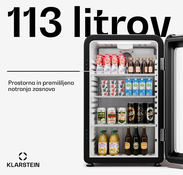 Klarstein Audrey Evo hladilnik za pijačo, retro dizajn, steklena vrata, 113 L, EEK C