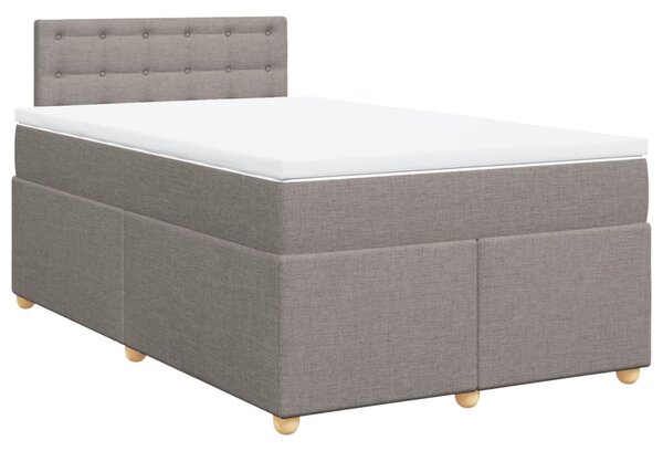 VidaXL Box spring postelja z vzmetnico taupe 120x190 cm blago