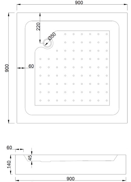 Mexen Rio kvadratna pršna kabina 90 x 90 cm, bele črte, krom + tuš, bel - 860-090-090-01-20-4510