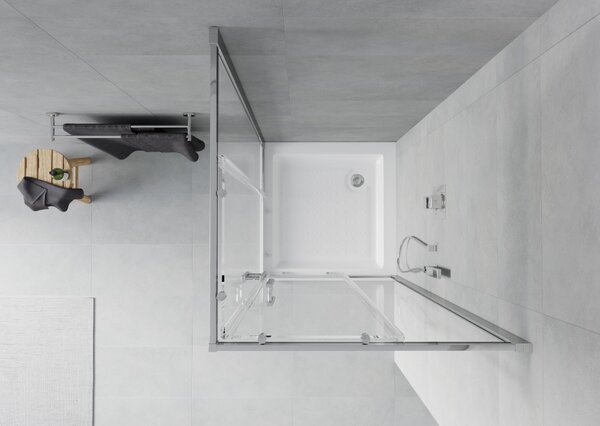 Mexen Rio kvadratna tuš kabina 80 x 80 cm, prozorna, krom + bela tuš kad - 860-080-080-01-00-4510