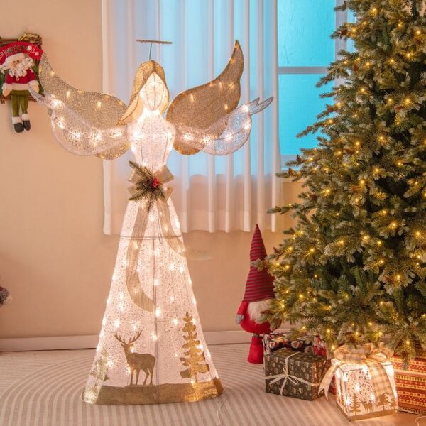 150 cm osvetljena božična figura angel s 100 toplo belimi LED lučkami, božična dekoracija