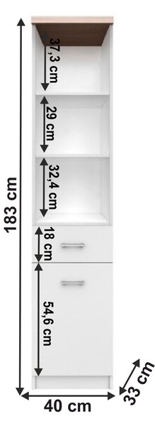 KONDELA Regal 1D1S, bela/hrast sonoma, TOPTY TIP 04