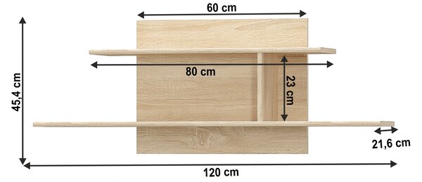 KONDELA Viseča polica, hrast sonoma, TEYO