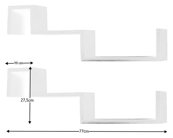 KONDELA Komplet 2 polic, bela, FRI NEW