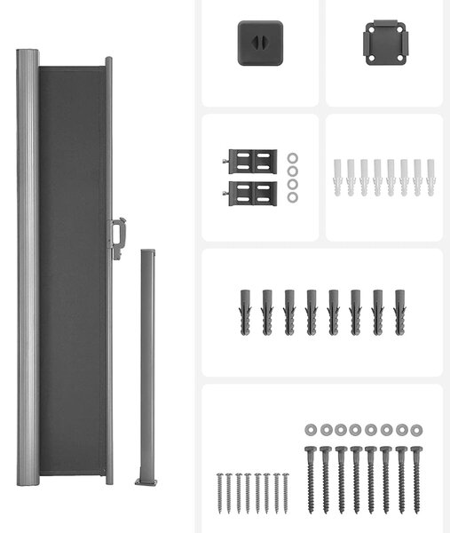 Stranska markiza za balkon in teraso 180 x 350 cm, dimno siva | SONGMICS