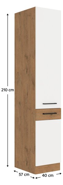 KONDELA Visoka omara, hrast lancelot/bela visok sijaj, VEGA 40 DK-210 2F