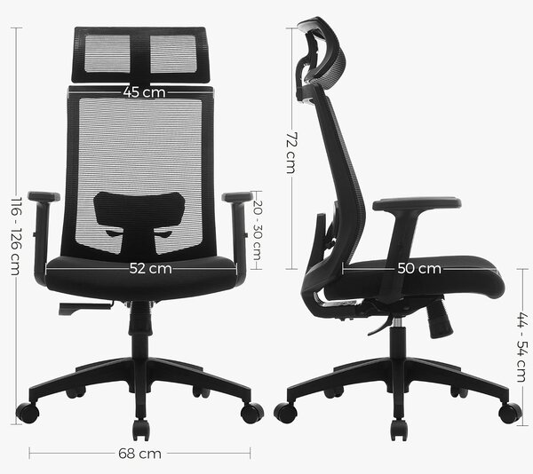 Pisarniški stol, z mrežasto prevleko, ergonomski računalniški stol | SONGMICS