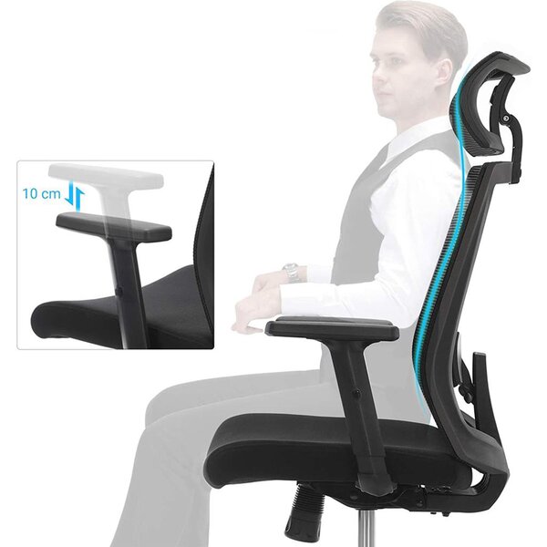 Pisarniški stol, z mrežasto prevleko, ergonomski računalniški stol | SONGMICS