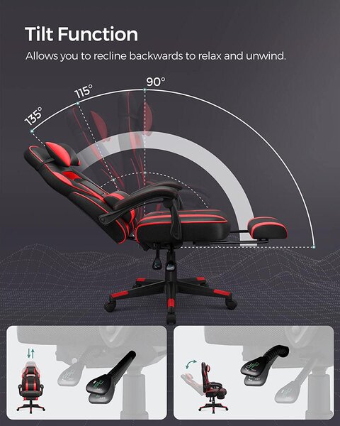 Ergonomski igralni stol z oporo za noge | SONGMICS