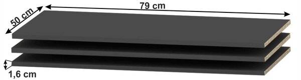 KONDELA Polica, črna, 3 kosi, SIRAN