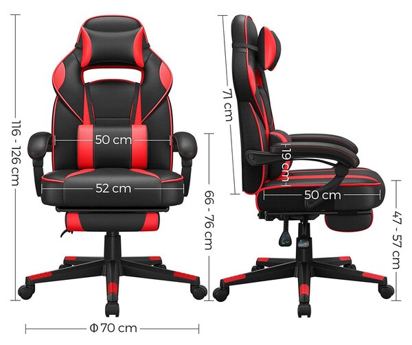 Ergonomski igralni stol z oporo za noge | SONGMICS