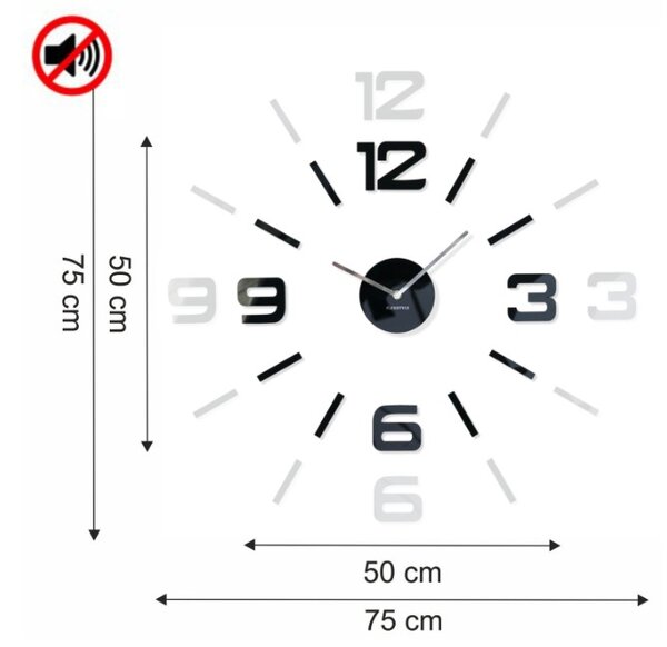 Črna stenska ura velika