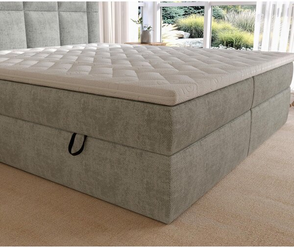 POSTELJA Z VZMETNICO 180 cm x 200 cm , tekstil svetlo siva