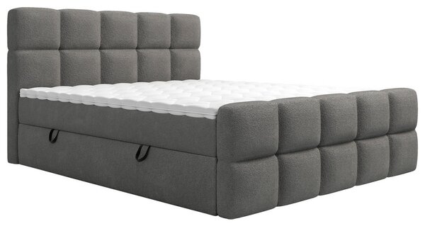 POSTELJA Z VZMETNICO 140 cm x 200 cm , tekstil temno siva