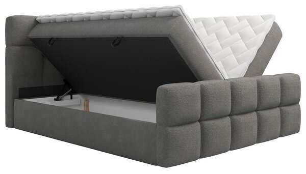 POSTELJA Z VZMETNICO 140 cm x 200 cm , tekstil temno siva
