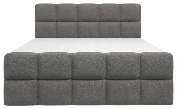 POSTELJA Z VZMETNICO 140 cm x 200 cm , tekstil temno siva