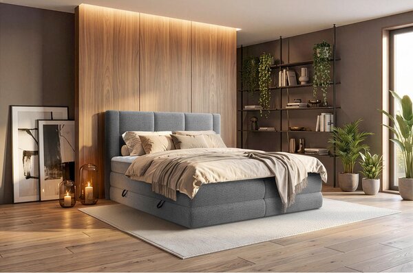 BOXSPRING POSTELJA 180 cm x 200 cm , tekstil barve grafita
