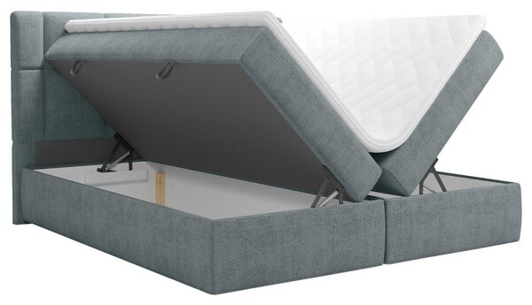 POSTELJA Z VZMETNICO 140 cm x 200 cm , tekstil sivomodra