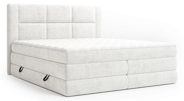 BOXSPRING POSTELJA 140 cm x 200 cm , tekstil krem barve, bela