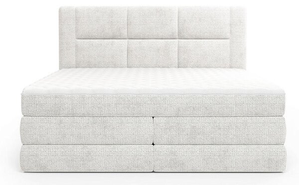 BOXSPRING POSTELJA 140 cm x 200 cm , tekstil krem barve, bela