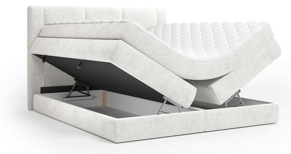 BOXSPRING POSTELJA 140 cm x 200 cm , tekstil krem barve, bela