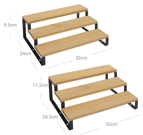 Stojalo za začimbe iz bambusa, komplet organizatorjev za 2 polici | SONGMICS