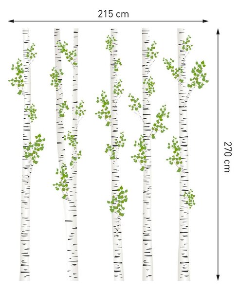 Čudovite stenske nalepke - breza 215 x 270 cm