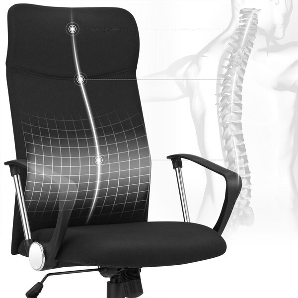 Pisarniški stol, Ergonomski vrtljivi stol, 63 x (110-120) x 63 cm, črn | SONGMICS