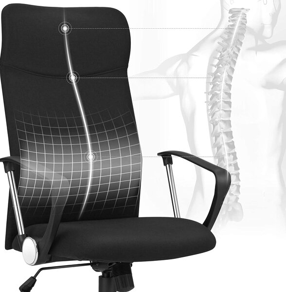 Pisarniški stol, Ergonomski vrtljivi stol, 63 x (110-120) x 63 cm, črn | SONGMICS