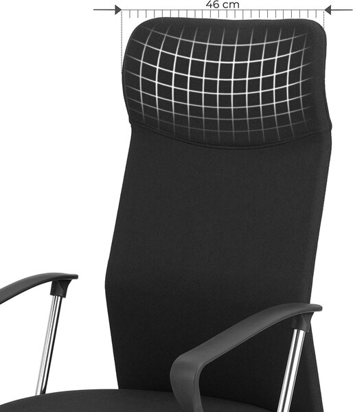 Pisarniški stol, Ergonomski vrtljivi stol, 63 x (110-120) x 63 cm, črn | SONGMICS