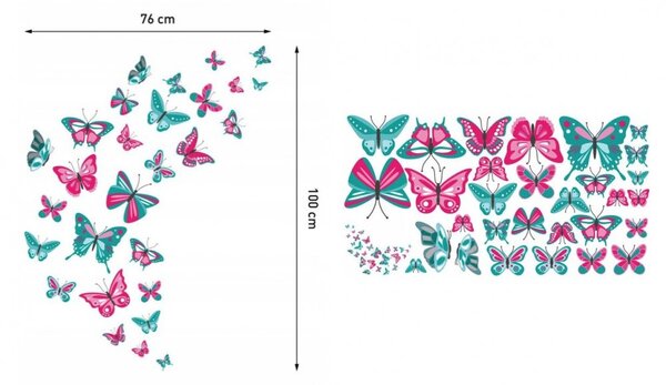 Okrasna stenska nalepka Metulji 76 x 100 cm