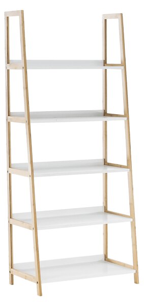 KONDELA Regal s 5 policami, bel/naraven les, KOEN TIP 3