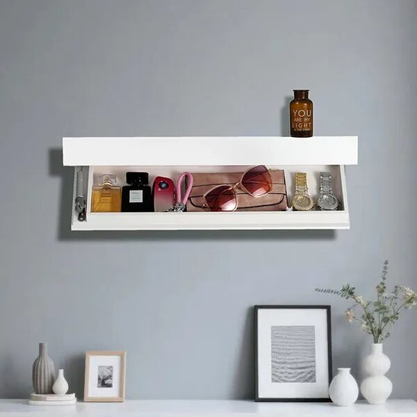 Floatshelf™ Stenska Polica S Skritim Predalom (53 X 17,5 X 5 Cm), Bela