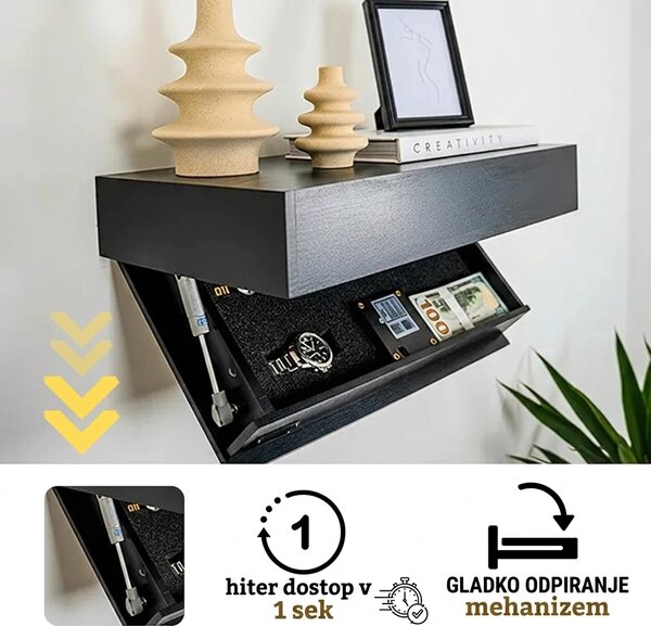 Floatshelf™ Stenska Polica S Skritim Predalom (53 X 17,5 X 5 Cm), Bela
