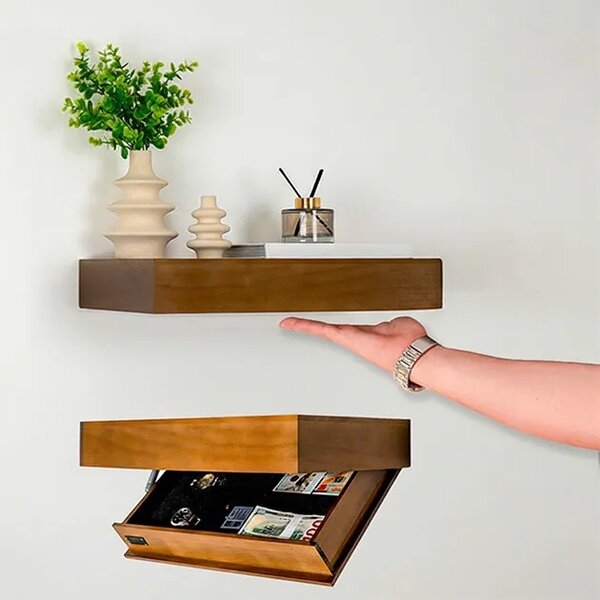 Floatshelf™ Stenska Polica S Skritim Predalom (53 X 17,5 X 5 Cm), Bela