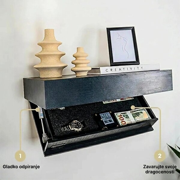Floatshelf™ Stenska Polica S Skritim Predalom (53 X 17,5 X 5 Cm), Bela