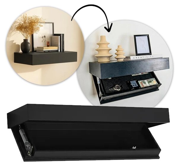 Floatshelf™ Stenska Polica S Skritim Predalom (53 X 17,5 X 5 Cm), Bela