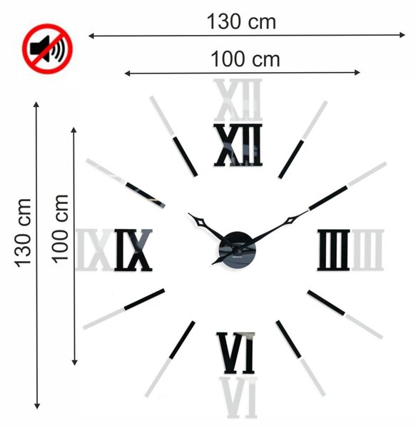 Elegantna črna stenska ura, 130 cm