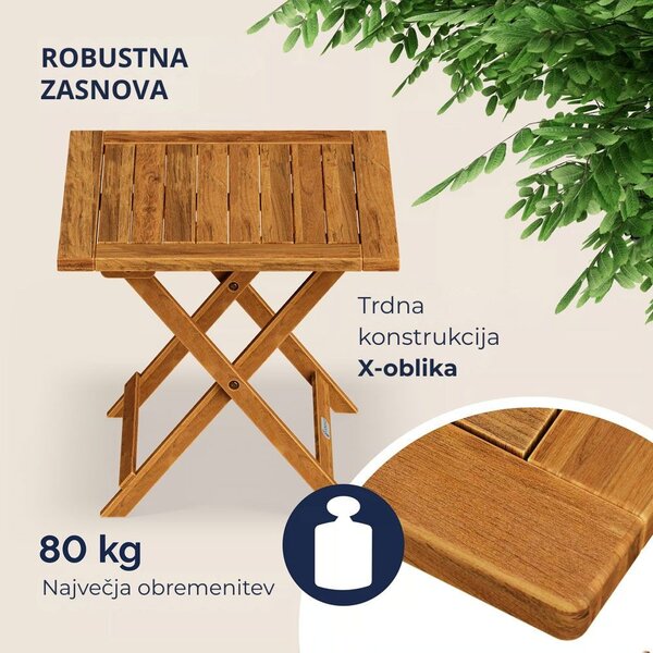 Odlagalna mizica VITEK iz akacijevega lesa, 46x46x46cm, rjava Casaria