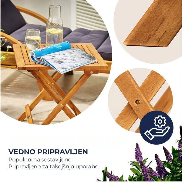 Odlagalna mizica VITEK iz akacijevega lesa, 46x46x46cm, rjava Casaria