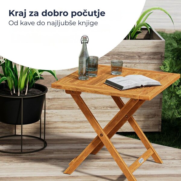Odlagalna mizica VITEK iz akacijevega lesa, 46x46x46cm, rjava Casaria