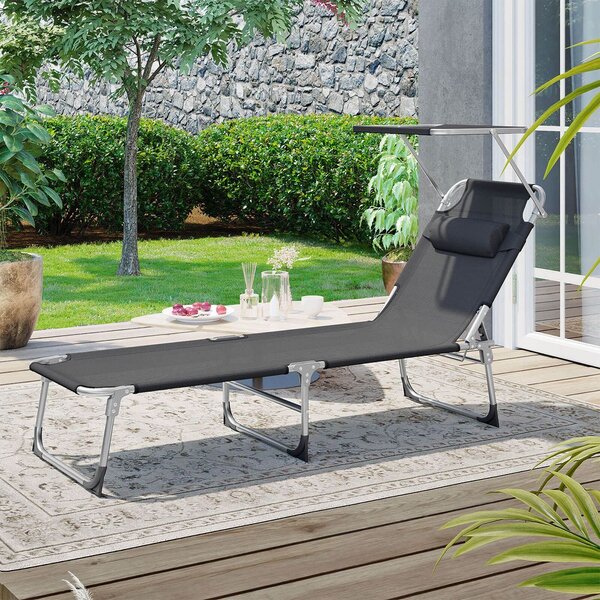 Vrtni ležalnik LAGUNA z nastavljivo senco, 193x53x29cm, temno siva SongmicsHome