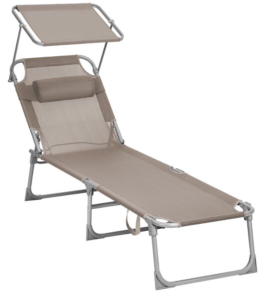 Vrtni ležalnik LAGUNA z nastavljivo senco, 193x59x30cm, rjavo-siva (taupe) SongmicsHome