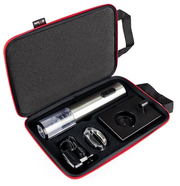 Električni odpirač vina Deluxe – Srebrni set z etuijem