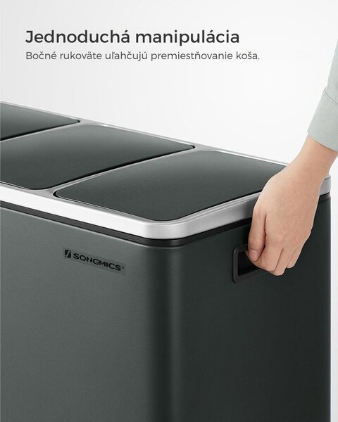 Koš za ločevanje odpadkov SORT 54 l (3×18 l), antracit/srebrna SongmicsHome